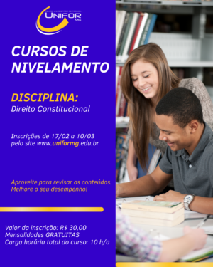 UNIFOR-MG ABRE VAGAS PARA CURSO DE NIVELAMENTO DE DIREITO