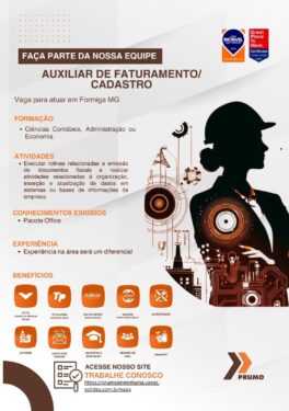 PRUMO ENGENHARIA OFERECE VAGA DE EMPREGO EM FORMIGA