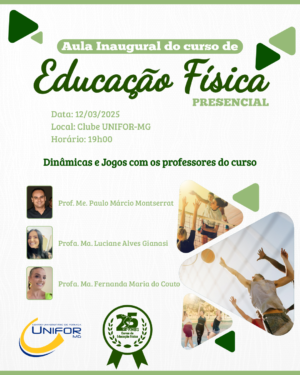 AULA INAUGURAL DE EDUCAÇÃO FÍSICA SERÁ REALIZADA NO CLUBE UNIFOR COM DINÂMICAS E JOGOS