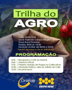 UNIFOR-MG PROMOVERÁ TRILHA DO AGRO 2025 FOCADA NA IDENTIFICAÇÃO E MANEJO DE PRAGAS EM CAFEZAIS