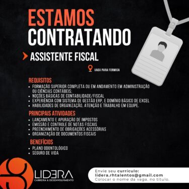LIDERA ESTÁ COM VAGAS DE EMPREGO NA ÁREA DE ADMINISTRAÇÃO E CIÊNCIAS CONTÁBEIS