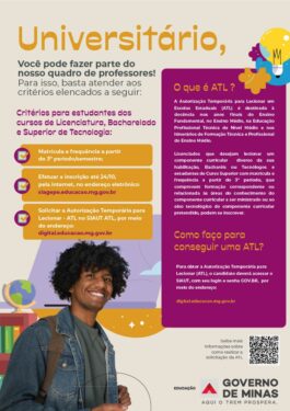 SEE/MG DIVULGA AÇÃO DE AUTORIZAÇÃO PARA LECIONAR E ABRE OPORTUNIDADE PARA ESTUDANTES UNIVERSITÁRIOS INGRESSAREM NA REDE ESTADUAL