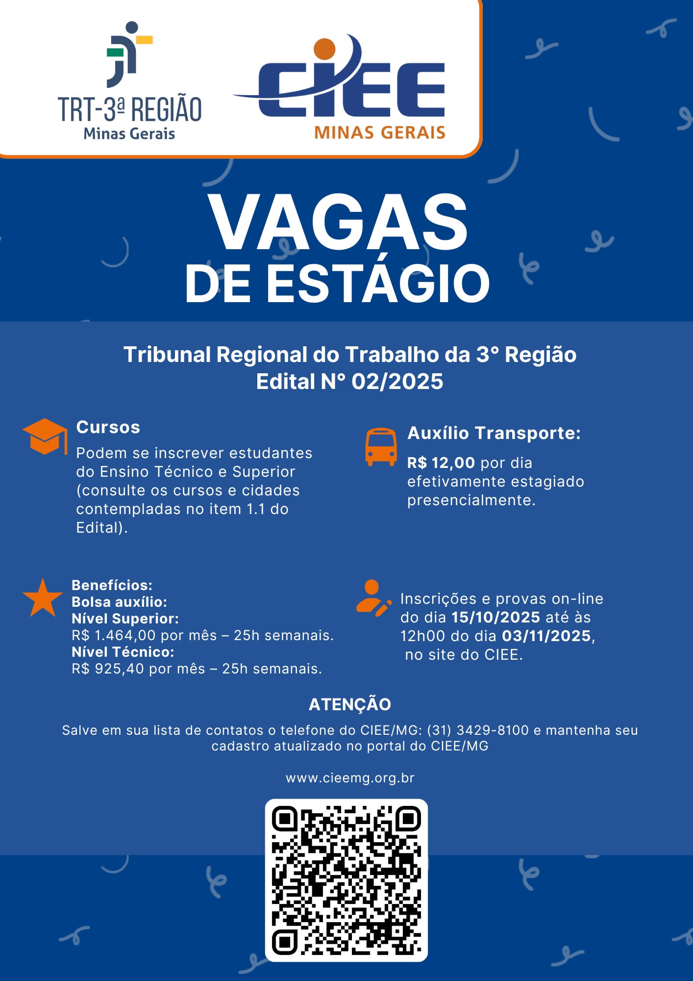TRT-MG ABRE INSCRIÇÕES PARA VAGAS DE ESTÁGIO