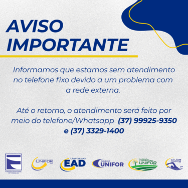 UNIFOR-MG EMITE COMUNICADO SOBRE ATENDIMENTO TELEFÔNICO