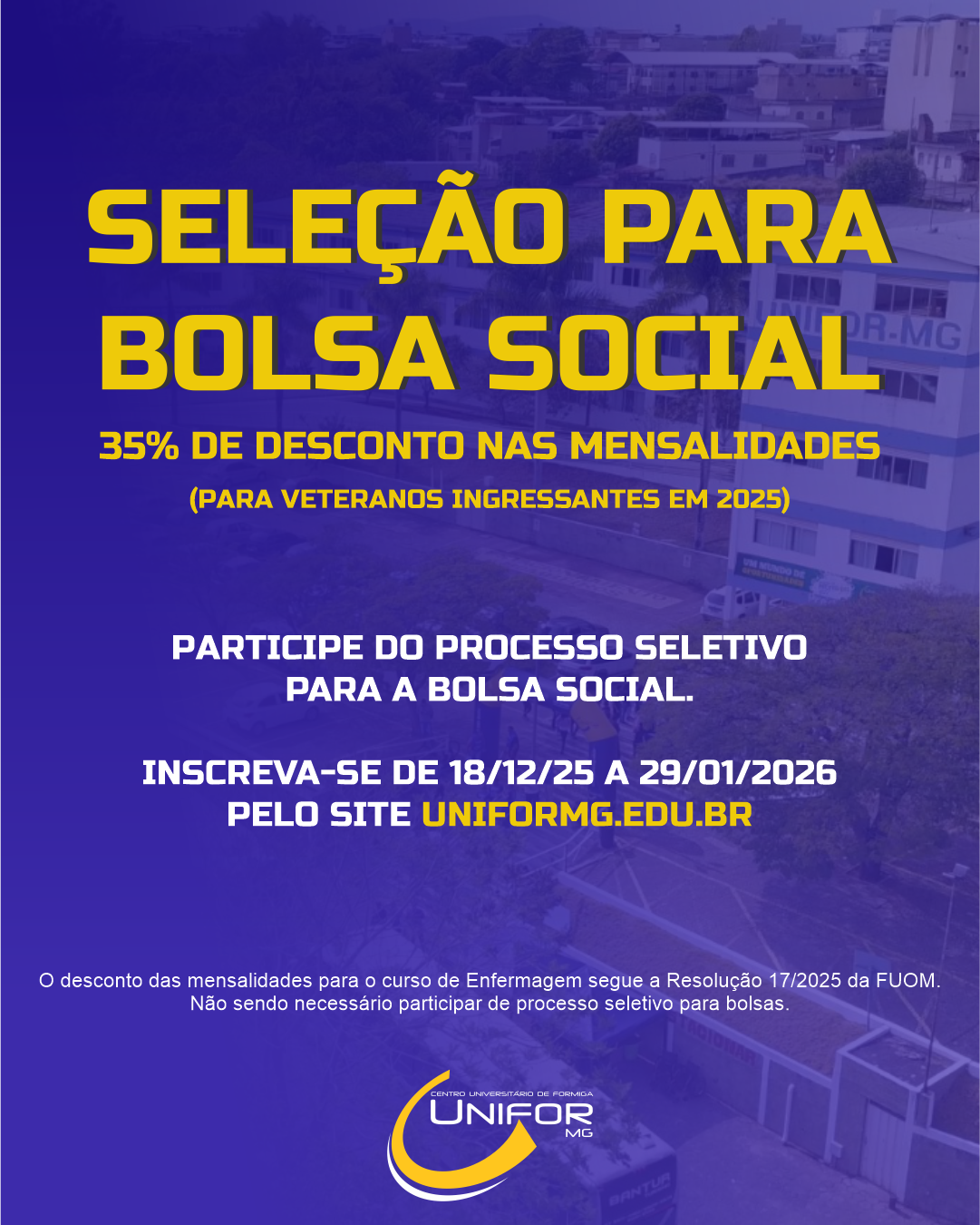 UNIFOR-MG APROVA “PROJETO RECUPERAR 2026” COM DESCONTOS EM MATRÍCULAS E MENSALIDADES