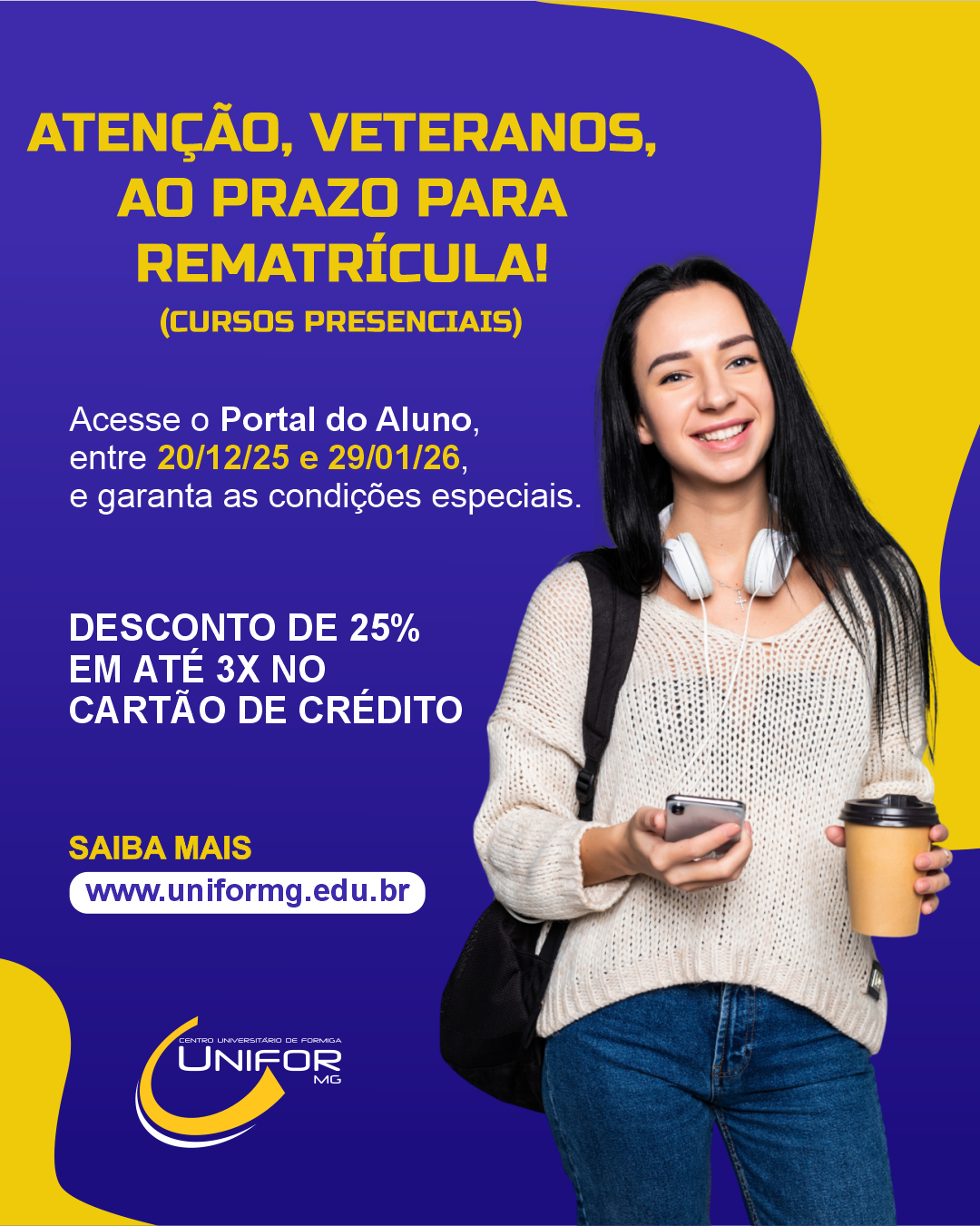 UNIFOR-MG DEFINE NORMAS PARA A REMATRÍCULA DOS CURSOS PRESENCIAIS NO PRIMEIRO SEMESTRE DE 2026