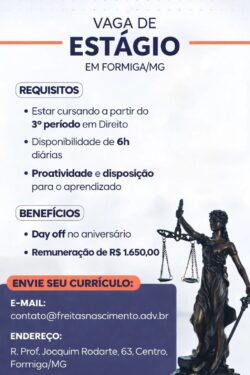 FREITAS & NASCIMENTO ADVOGADOS ABRE VAGA PARA ESTAGIÁRIO EM DIREITO
