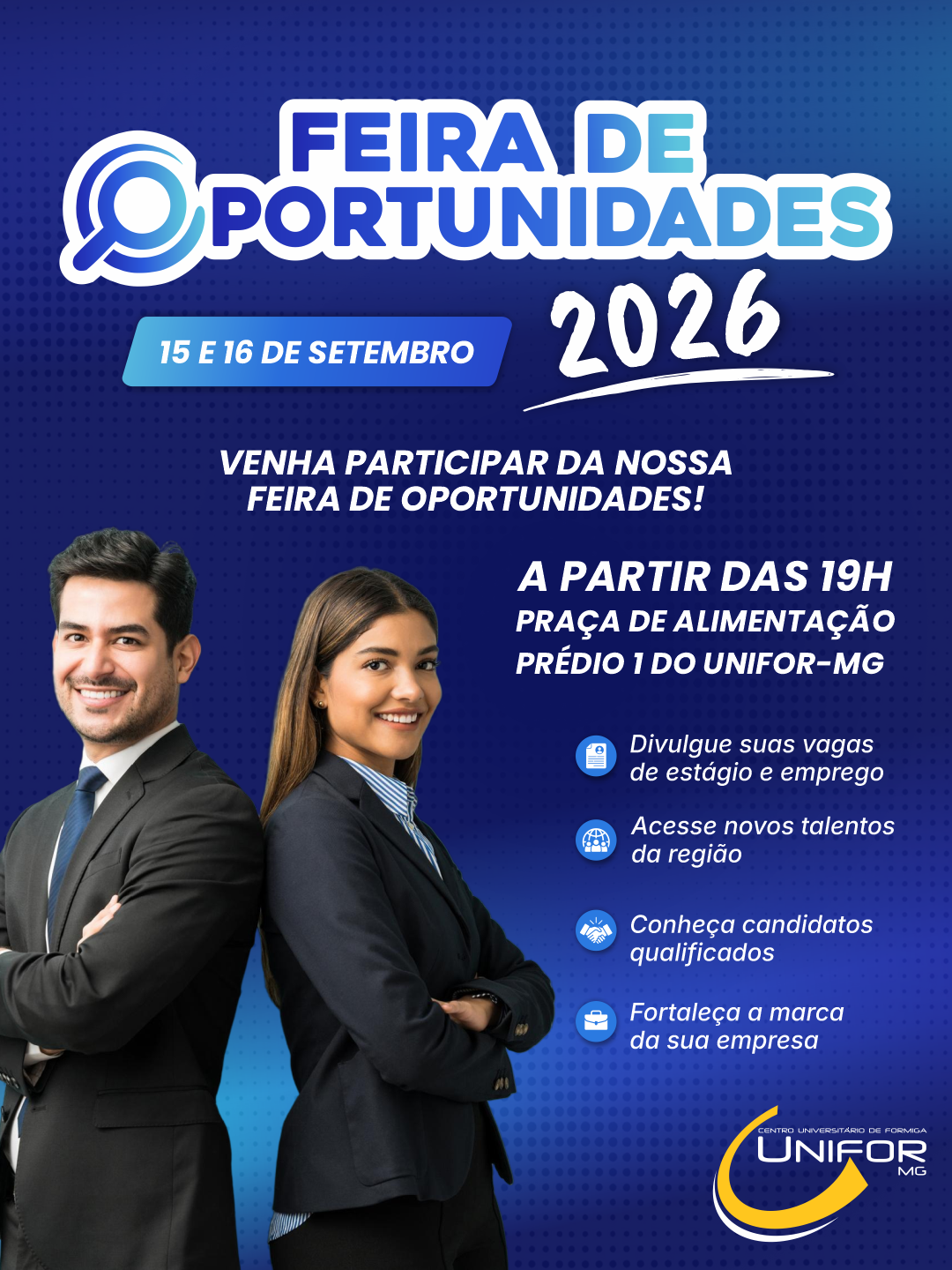 INSCRIÇÕES PARA A FEIRA DE OPORTUNIDADES 2026 DO UNIFOR-MG VÃO ATÉ DIA 04 DE SETEMBRO