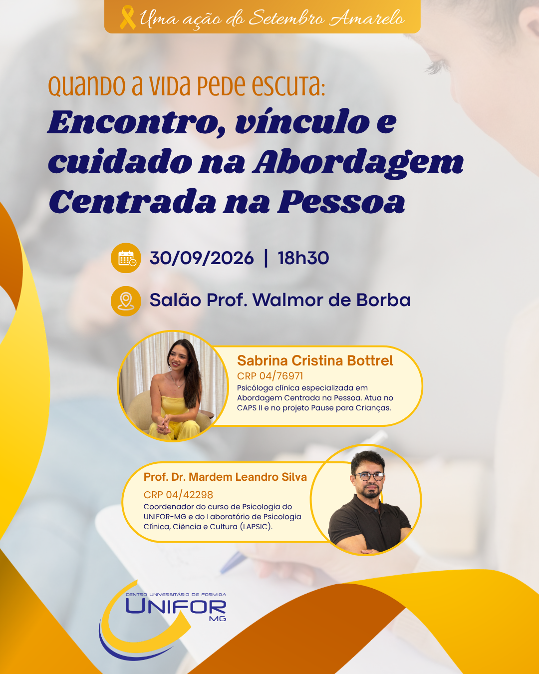UNIFOR-MG PROMOVE ENCONTRO DE PSICOLOGIA SOBRE ESCUTA, VÍNCULO E CUIDADO NA ABORDAGEM CENTRADA NA PESSOA