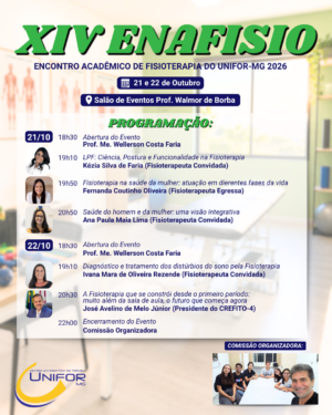 UNIFOR-MG DIVULGA PROGRAMAÇÃO DO XIV ENAFISIO