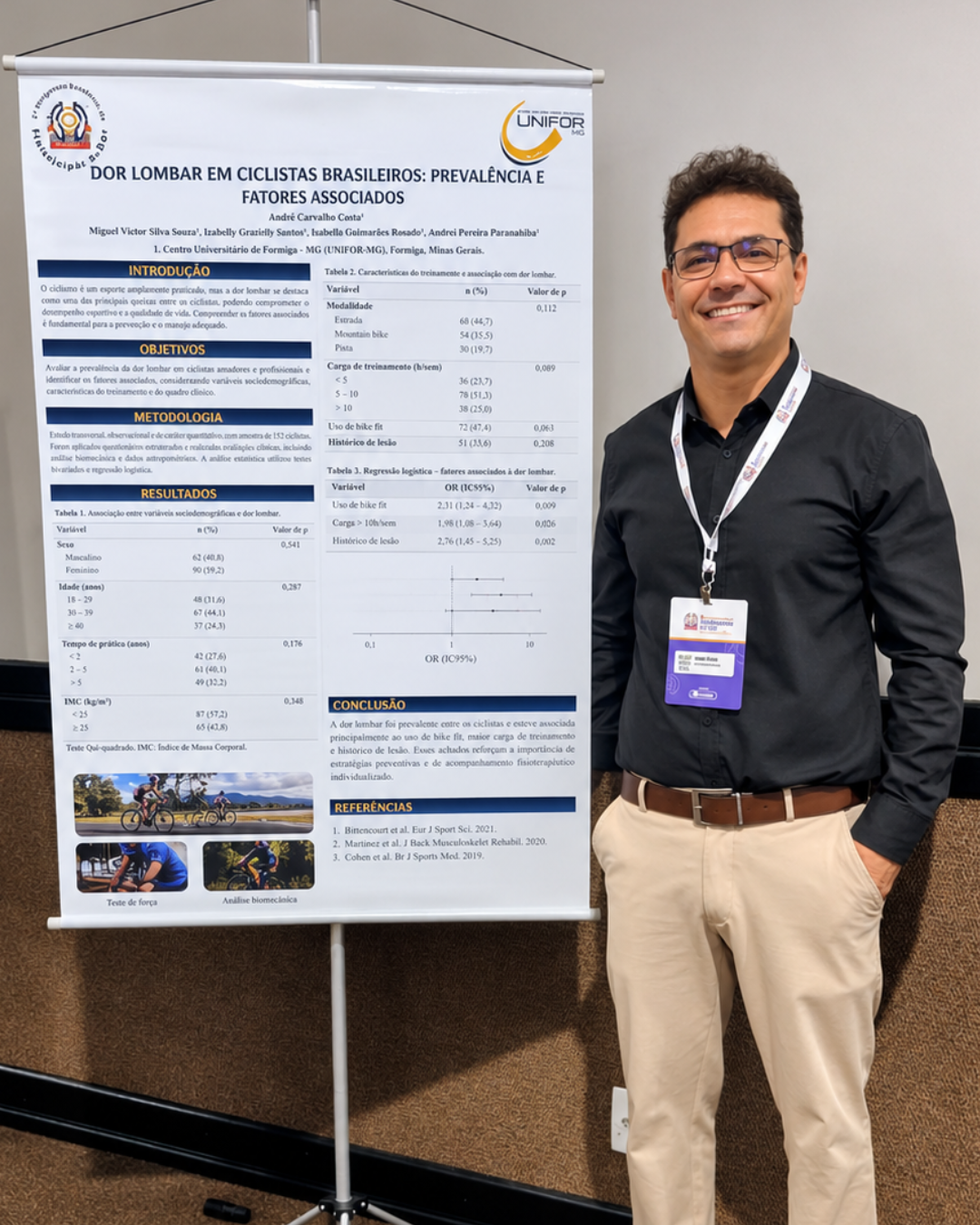 UNIFOR-MG APRESENTA PESQUISA SOBRE DOR LOMBAR EM CICLISTAS EM CONGRESSO NACIONAL DE FISIOTERAPIA
